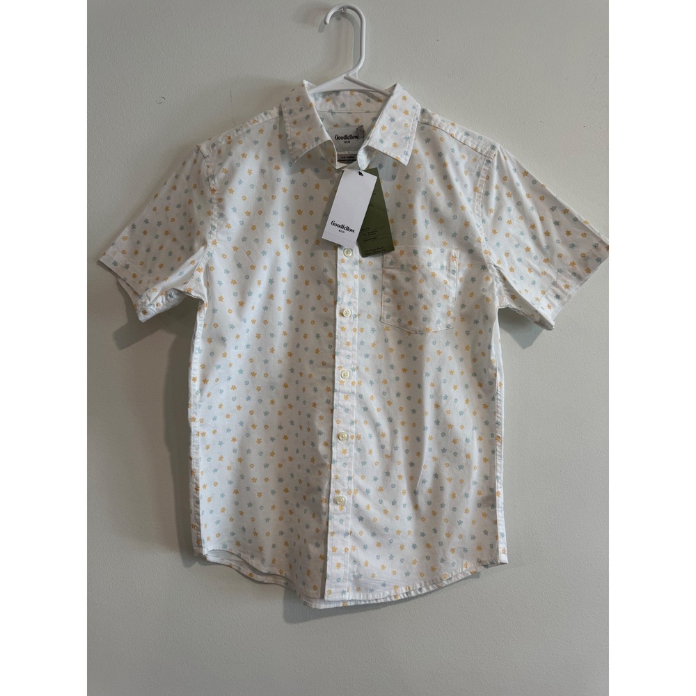 Goodfellow & Co The Vacay Short Sleeve Button Mens Small White Sea Shell Print